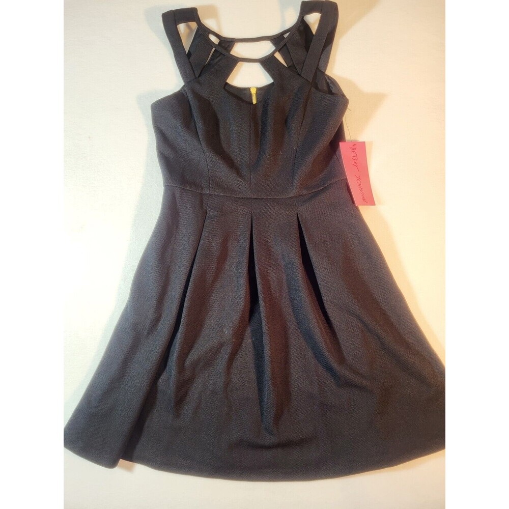 Betsy Johnson Cutout Fit & Flare Black Mid Length Dress Size 10 NWT